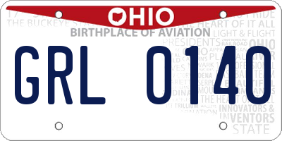 OH license plate GRL0140