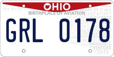 OH license plate GRL0178