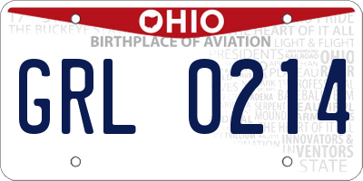 OH license plate GRL0214