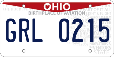 OH license plate GRL0215