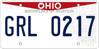 OH license plate GRL0217