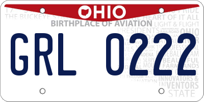 OH license plate GRL0222