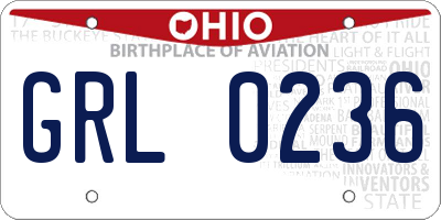 OH license plate GRL0236