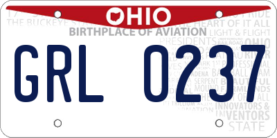 OH license plate GRL0237