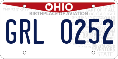 OH license plate GRL0252