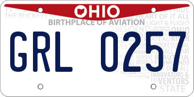 OH license plate GRL0257