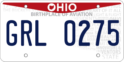 OH license plate GRL0275