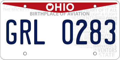 OH license plate GRL0283