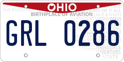 OH license plate GRL0286