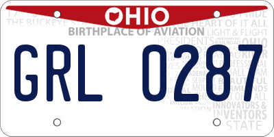 OH license plate GRL0287