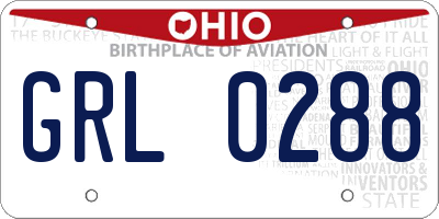 OH license plate GRL0288