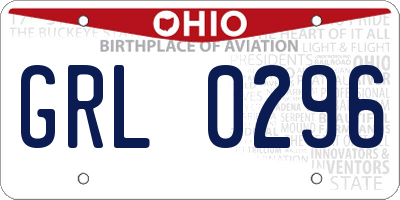 OH license plate GRL0296
