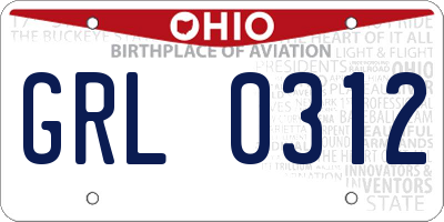OH license plate GRL0312