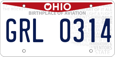 OH license plate GRL0314