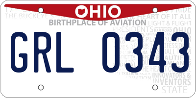 OH license plate GRL0343