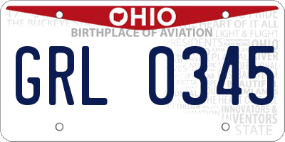 OH license plate GRL0345