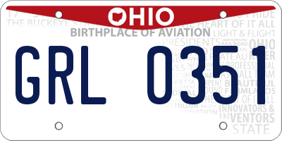 OH license plate GRL0351