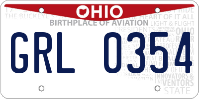 OH license plate GRL0354