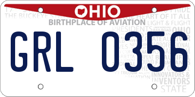 OH license plate GRL0356