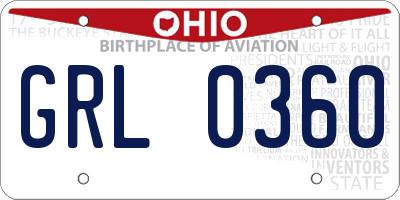 OH license plate GRL0360