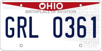 OH license plate GRL0361