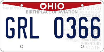 OH license plate GRL0366