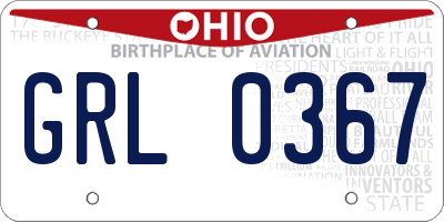 OH license plate GRL0367