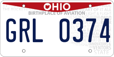 OH license plate GRL0374