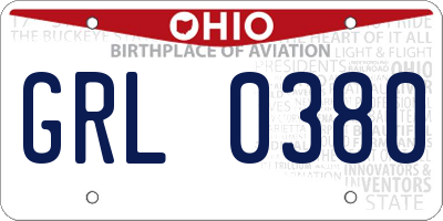 OH license plate GRL0380