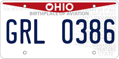 OH license plate GRL0386