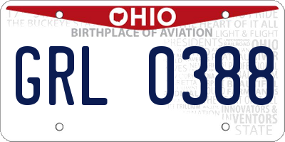 OH license plate GRL0388