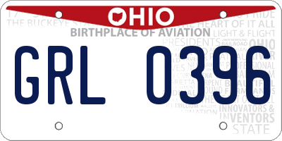 OH license plate GRL0396