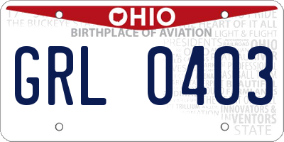 OH license plate GRL0403