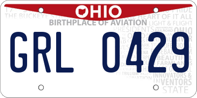 OH license plate GRL0429