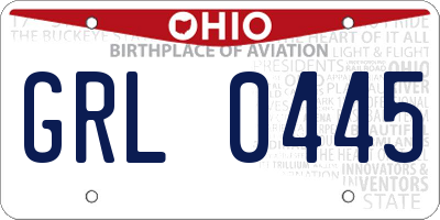 OH license plate GRL0445