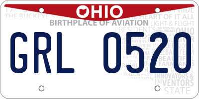 OH license plate GRL0520