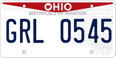OH license plate GRL0545