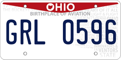 OH license plate GRL0596
