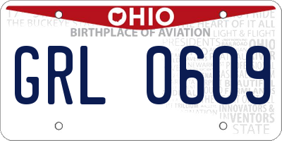 OH license plate GRL0609