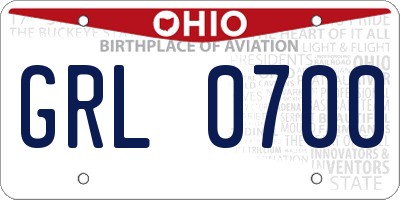 OH license plate GRL0700