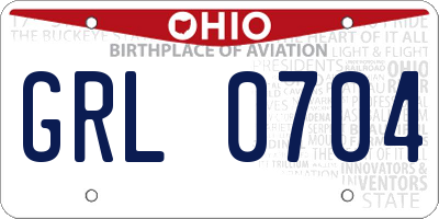 OH license plate GRL0704