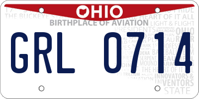 OH license plate GRL0714