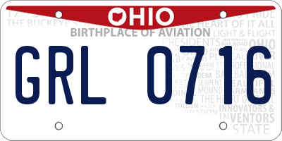 OH license plate GRL0716