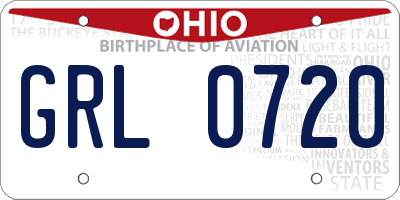 OH license plate GRL0720
