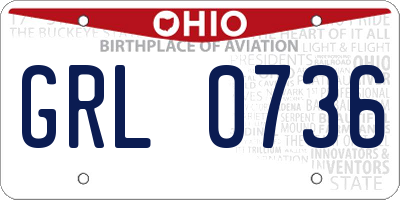 OH license plate GRL0736
