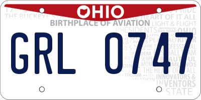 OH license plate GRL0747