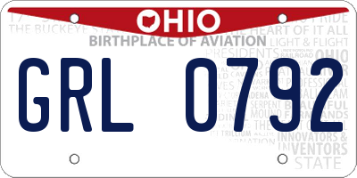 OH license plate GRL0792