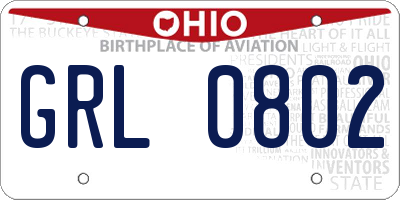 OH license plate GRL0802