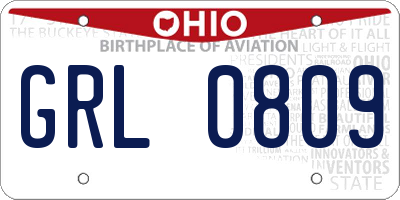 OH license plate GRL0809