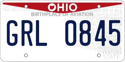 OH license plate GRL0845